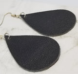 Black Real Leather Teardrop Earrings