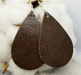 Brown Teardrop Shaped Real Leather Earrings