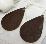 Brown Teardrop Shaped Real Leather Earrings