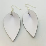 White Real Leather Leaf Earrings