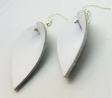 White Real Leather Leaf Earrings