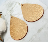 Metallic Copper Finished Tear Drop Shaped Real Leather Earrings