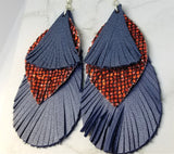 Layered Real and Faux Leather Fringed Earrings