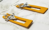 Light Brown Bar with Cut Out Vegetable Tanned Leather Earrings with Tribal Inspired Charms
