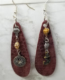 Elongated Teardrop Bronze Colored Nautical Themed Leather Earrings