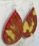 Red and Gold Hair on Hide Leather Tear Drop Earrings