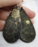 Black and Gold Hair on Hide Leather Tear Drop Earrings