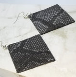 Gray and Silver Diamond Shaped Real Leather Earrings