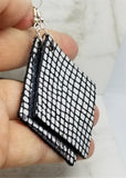 Black and Silver Diamond Shaped Real Leather Earrings