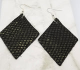 Black Shiny Scales Diamond Shaped Real Leather Earrings