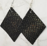 Black Shiny Scales Diamond Shaped Real Leather Earrings