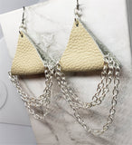 Real Leather Triangle Earrings with Chain Dangles