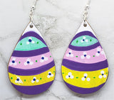 CLEARANCE Easter Egg Tear Drop Shaped Real Leather Earrings