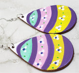 CLEARANCE Easter Egg Tear Drop Shaped Real Leather Earrings