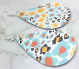 MultiColored Leopard Print Tear Drop Shaped Real Leather Earrings