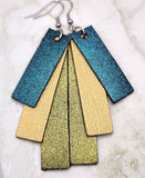 Shimmering Color Block Real Leather Strip Earrings