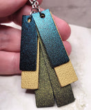 Shimmering Color Block Real Leather Strip Earrings