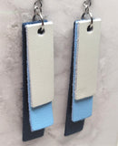 Blues Color Block Stacked Real Leather Strip Earrings