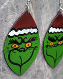 Hand Painted Grinch Faces on Real Leather Earrings