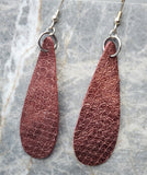 Copper Colored with Scales Elongated Tear Drops REAL Leather Earrings