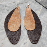 Layered Brown REAL Leather Earrings
