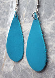 Teal REAL Leather Elongated Teardrop Earrings