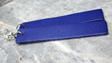 Cobalt Blue Long Rectangular Real Leather Earrings