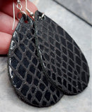Black Scale Patent REAL Leather Teardrop Earrings