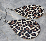 Leopard Print Teardrop Shaped Leather Earrings