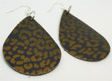 Bronze Leopard Print Teardrop Shaped Leather Earrings