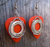 CLEARANCE Life Ring Charm Guitar Pick Earrings - Pick Your Color