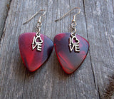 CLEARANCE Love Text Charm Guitar Pick Earrings - Pick Your Color