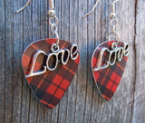Love Text Charm Guitar Pick Earrings - Pick Your Color
