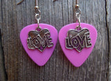CLEARANCE Love Heart Charm Guitar Pick Earrings - Pick Your Color