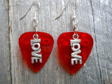 CLEARANCE Love Text Charm Guitar Pick Earrings - Pick Your Color