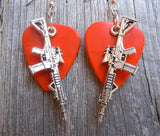 CLEARANCE Machine Gun Charm Guitar Pick Earrings - Pick Your Color