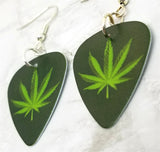 Marijuana Leaf Guitar Pick Earrings