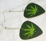 Marijuana Leaf Dangling Guitar Pick Earrings