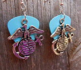CLEARANCE Marine Corps Insignia Charm Guitar Pick Earrings - Pick Your Color