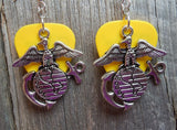 CLEARANCE Marine Corps Insignia Charm Guitar Pick Earrings - Pick Your Color