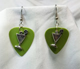 CLEARANCE Martini Charm Guitar Pick Earrings - Pick Your Color