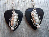 CLEARANCE Retro Microphone Charm Guitar Pick Earrings - Pick Your Color