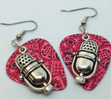 CLEARANCE Retro Microphone Charm Guitar Pick Earrings - Pick Your Color