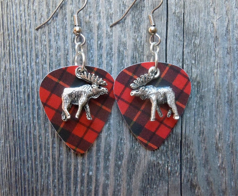 Moose Charm Guitar Pick Earrings - Pick Your Color