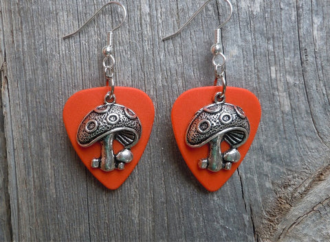 CLEARANCE Mushrooms Charm Guitar Pick Earrings - Pick Your Color