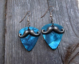 CLEARANCE Silver Mustache Charm Guitar Pick Earrings - Pick Your Color