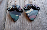 CLEARANCE Black Mustache Charm Guitar Pick Earrings - Pick Your Color