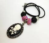 Skull and Crossbones Cameo Necklace with Pandora Style Beads