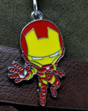 Iron Man Charm on a Black Rolled Leather Cord Necklace