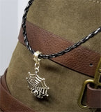 Spiderweb Charm Necklace on a Black Braided Cord